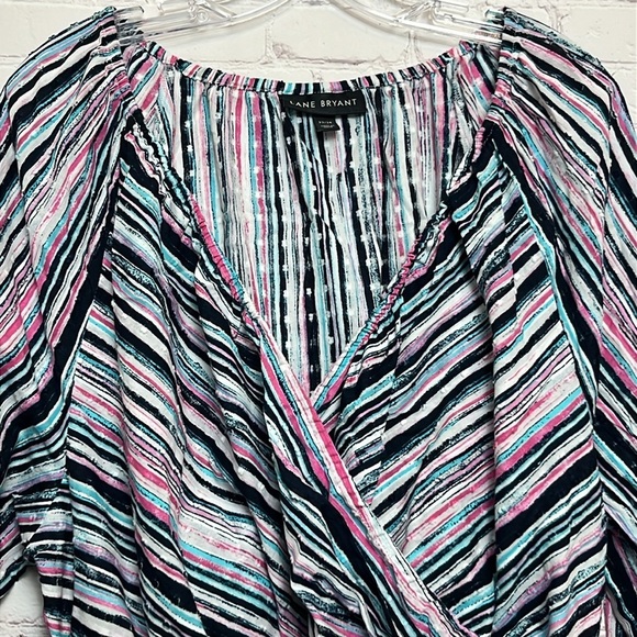 Lane Bryant Faux Wrap Striped Blouse - Picture 2 of 11